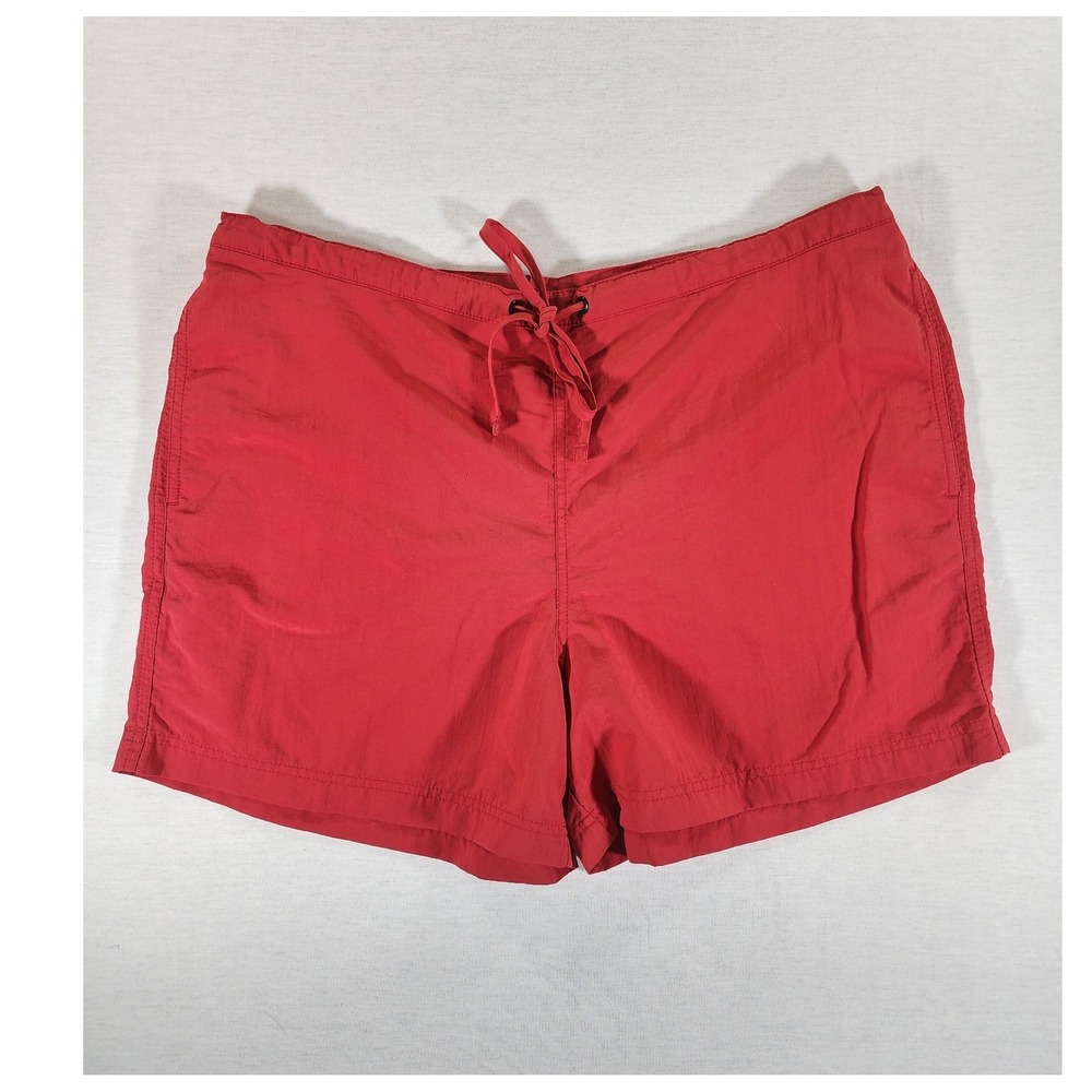 LL Bean Hybrid Board Swim Shorts Womens Large Vintage 90s Red Supplex Drawstring